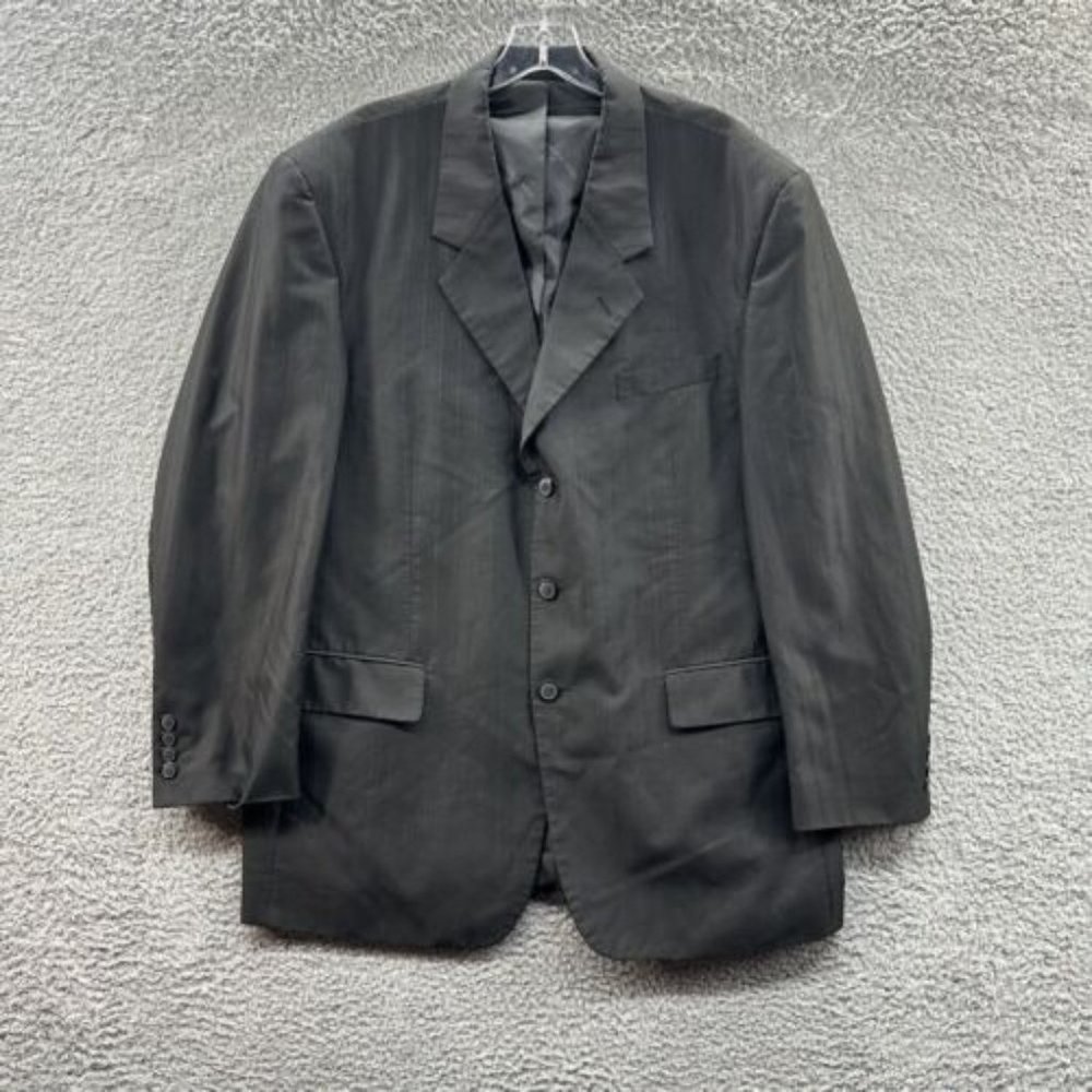 Stacy Adams Blazer Men's 42R Black 3 Button Pin Stripe‎ Blazer